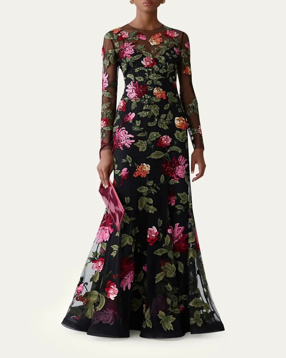 Carolina Herrera Floral-Embroidered Tulle Gown | Thumbnail 2 Carolina Herrera Floral-Embroidered Tulle Gown | Thumbnail 2