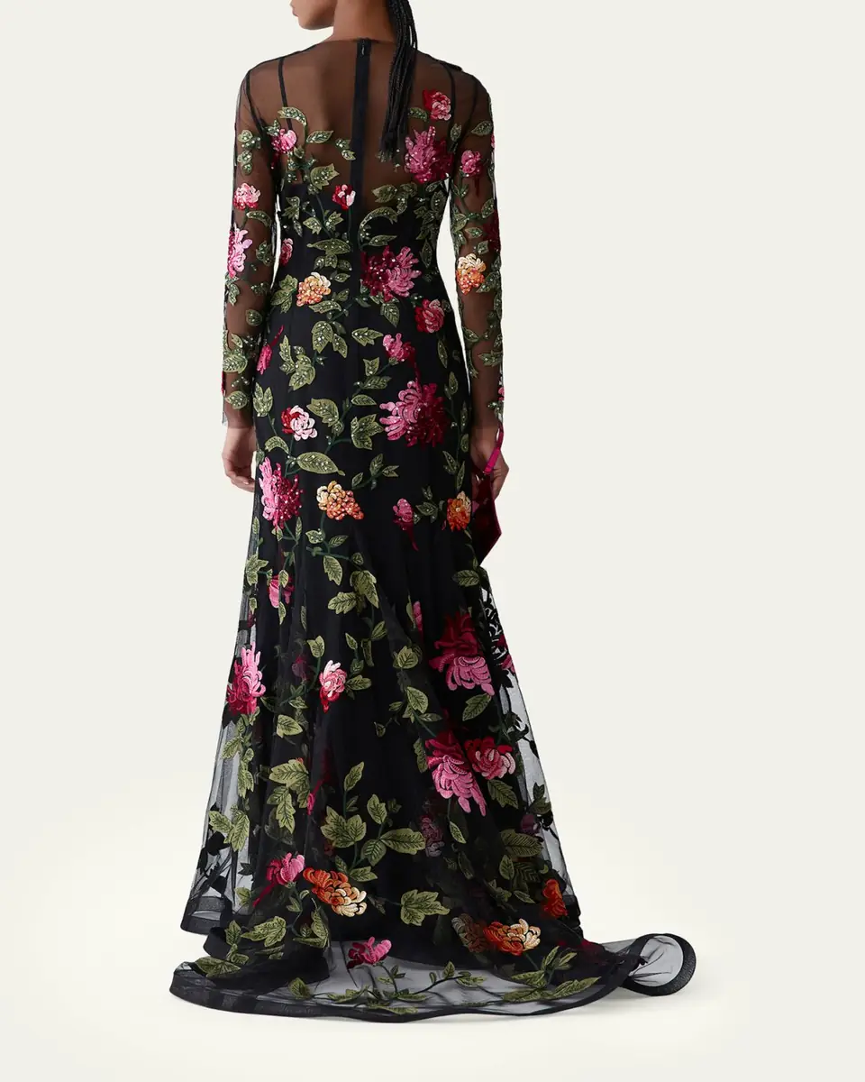 Carolina Herrera Floral-Embroidered Tulle Gown | Thumbnail 3 Carolina Herrera Floral-Embroidered Tulle Gown | Thumbnail 3