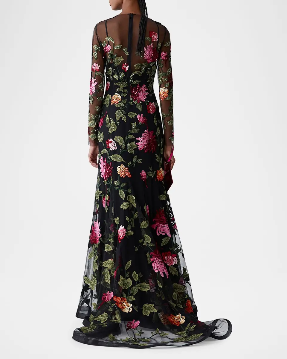Carolina Herrera Floral-Embroidered Tulle Gown | Thumbnail 5 Carolina Herrera Floral-Embroidered Tulle Gown | Thumbnail 5