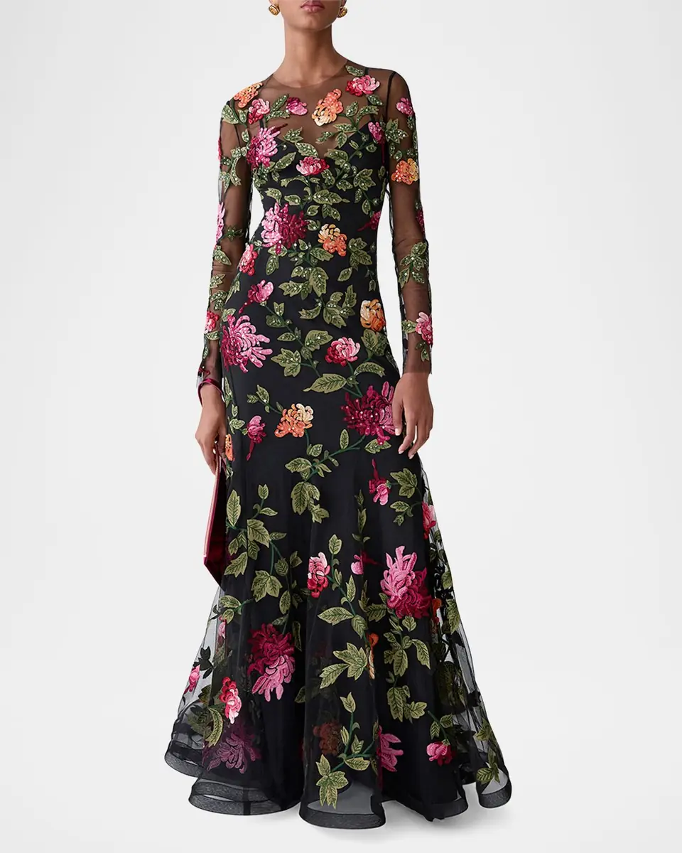 Carolina Herrera Floral-Embroidered Tulle Gown | Thumbnail 6 Carolina Herrera Floral-Embroidered Tulle Gown | Thumbnail 6