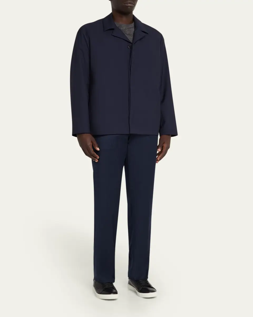 Kiton Men's Wool and Cashmere Flat-Front Pants | Thumbnail 2