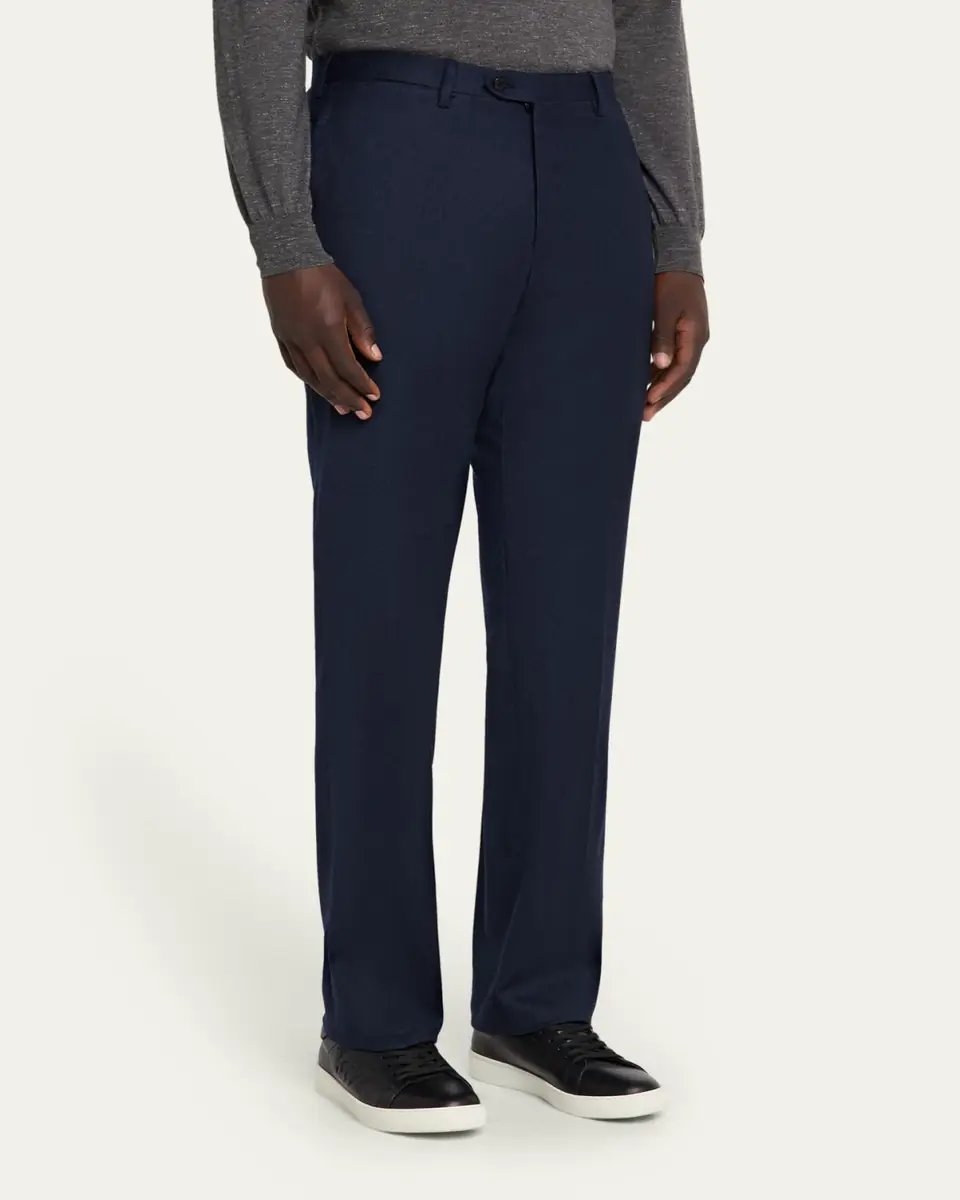 Kiton Men's Wool and Cashmere Flat-Front Pants | Thumbnail 4