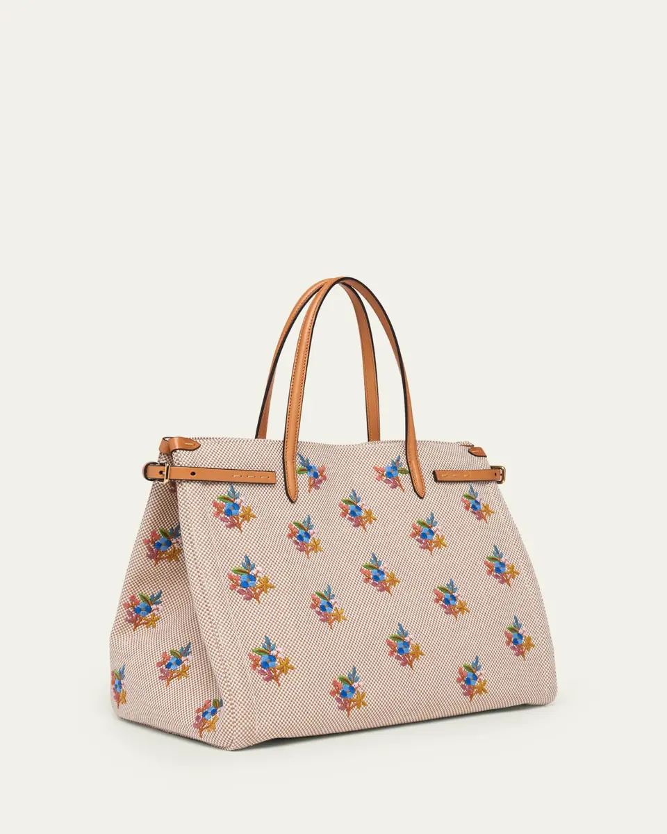 Valentino Garavani Floral-Embroidered Canvas Tote Bag | Thumbnail 3