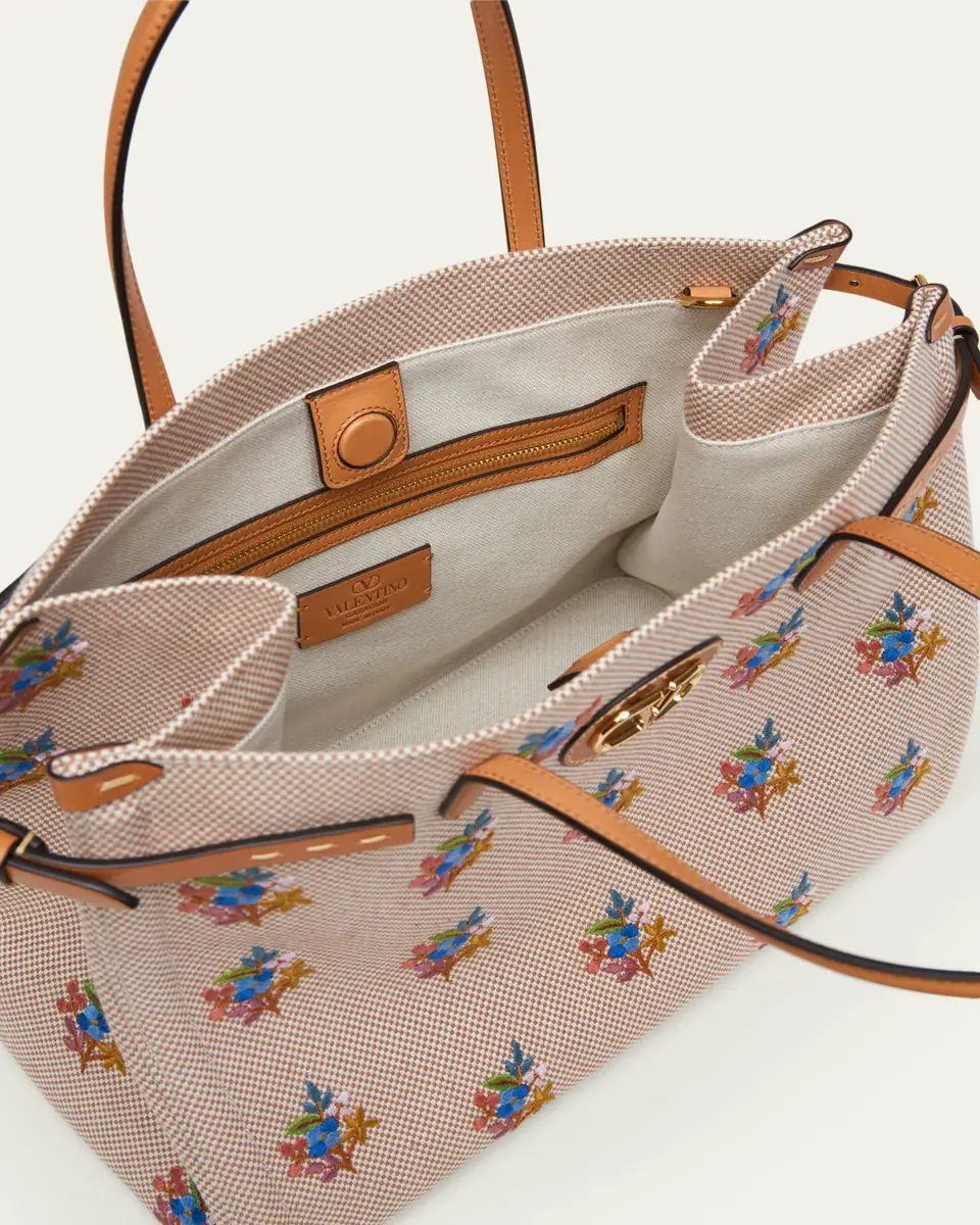 Valentino Garavani Floral-Embroidered Canvas Tote Bag | Thumbnail 4
