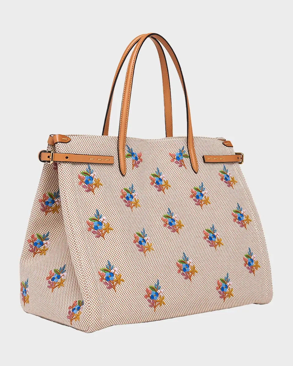 Valentino Garavani Floral-Embroidered Canvas Tote Bag | Thumbnail 7