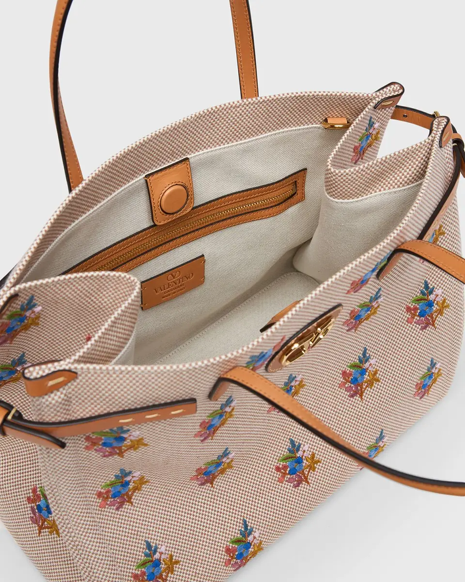 Valentino Garavani Floral-Embroidered Canvas Tote Bag | Thumbnail 8