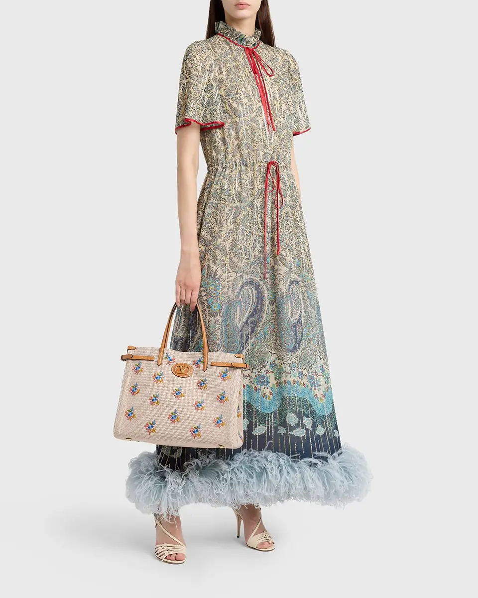 Valentino Garavani Floral-Embroidered Canvas Tote Bag | Thumbnail 9