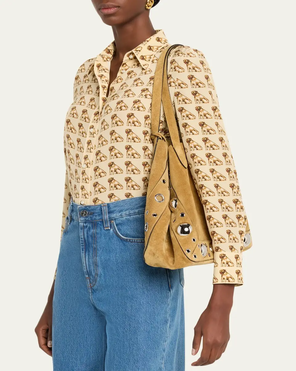 Valentino Garavani Men's Nellcote Large Studded Suede Tote Bag | Thumbnail 2 Valentino Garavani Men's Nellcote Large Studded Suede Tote Bag | Thumbnail 2