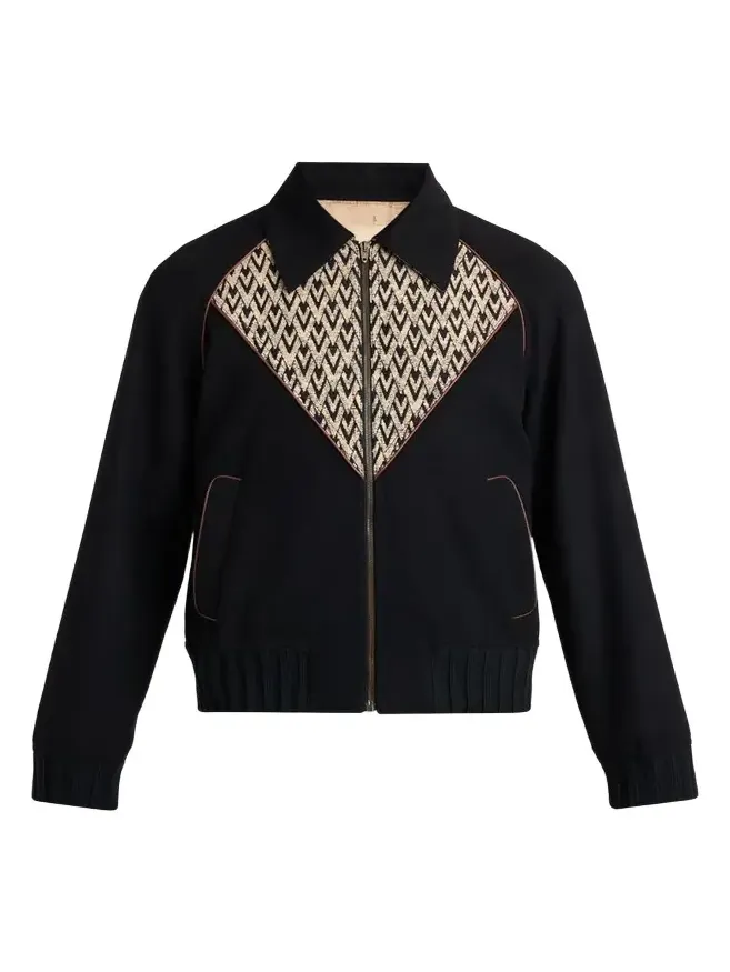 Men's Jacquard Wool-Cashmere Bomber Jacket