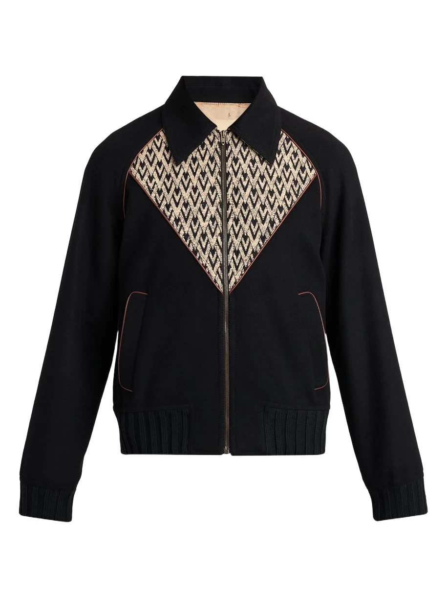 Men's Jacquard Wool-Cashmere Bomber Jacket Men's Jacquard Wool-Cashmere Bomber Jacket