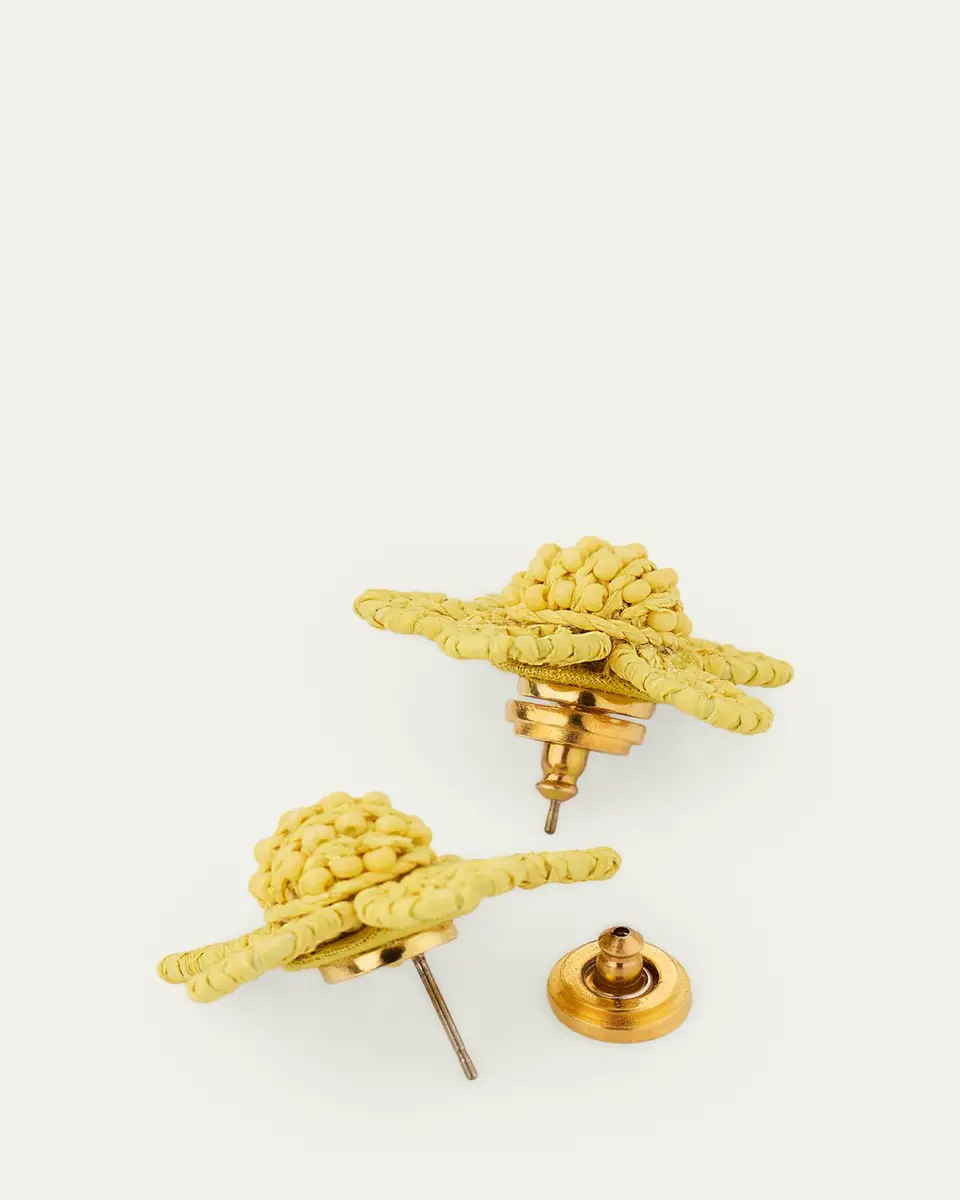 Oscar de la Renta Small Woven Raffia Flower Earrings | Thumbnail 5 Oscar de la Renta Small Woven Raffia Flower Earrings | Thumbnail 5
