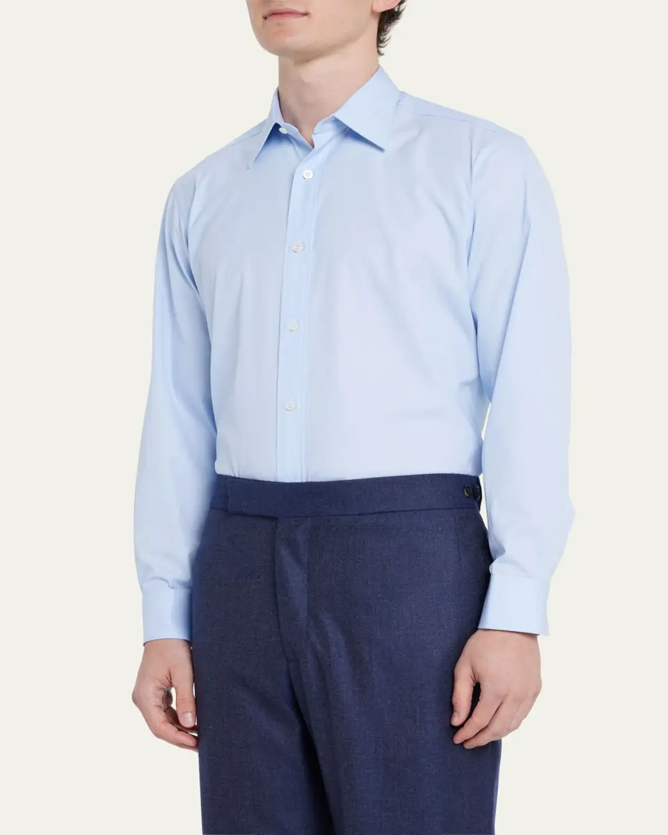 Charvet Men's Point Collar Cotton Dress Shirt | Thumbnail 4
