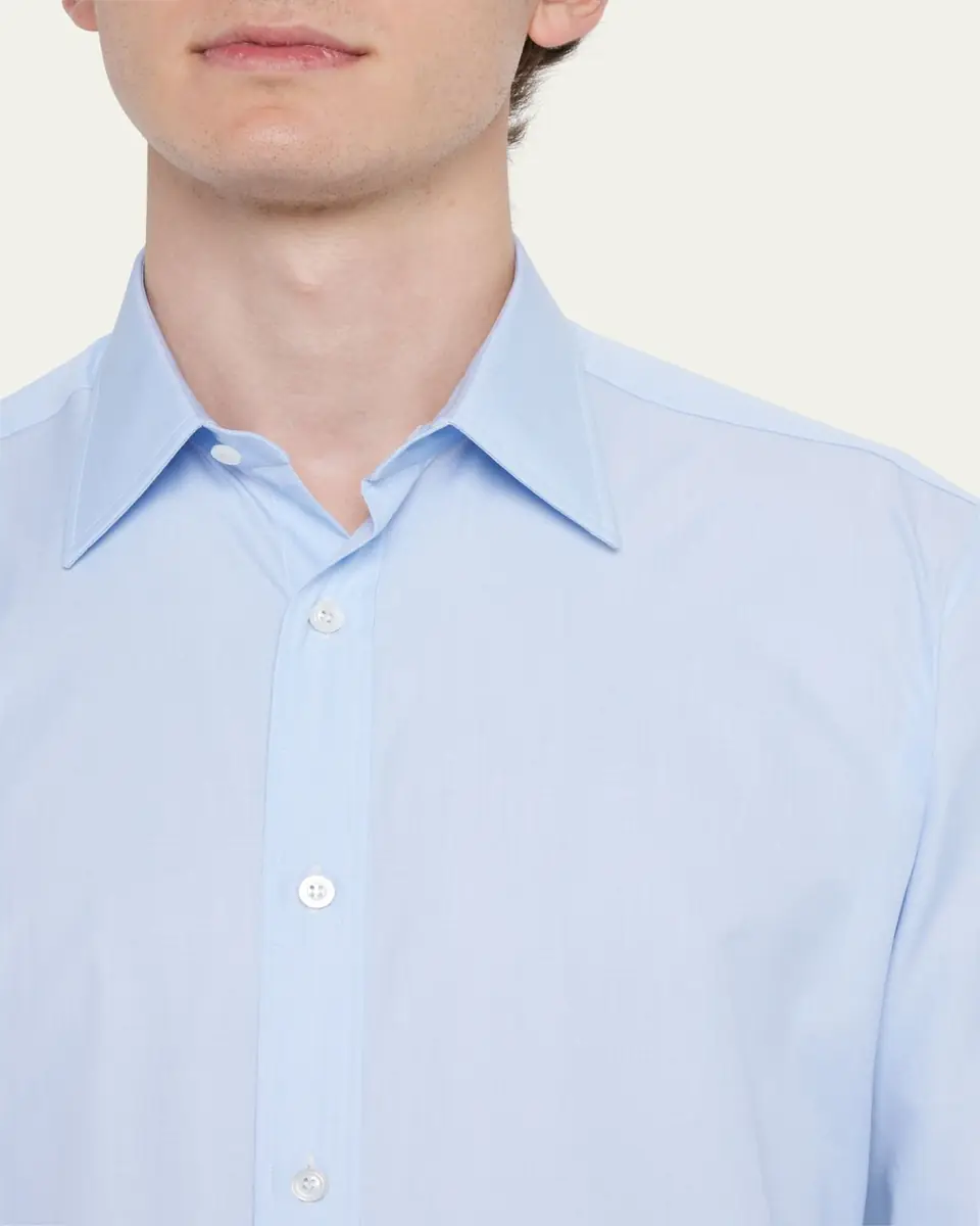 Charvet Men's Point Collar Cotton Dress Shirt | Thumbnail 5