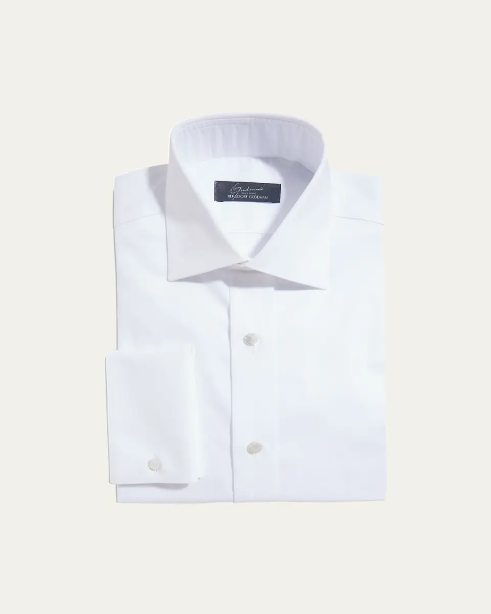 Bergdorf Goodman Men's Stud-Front Micro Box Weave Dress Shirt | Thumbnail 2 Bergdorf Goodman Men's Stud-Front Micro Box Weave Dress Shirt | Thumbnail 2