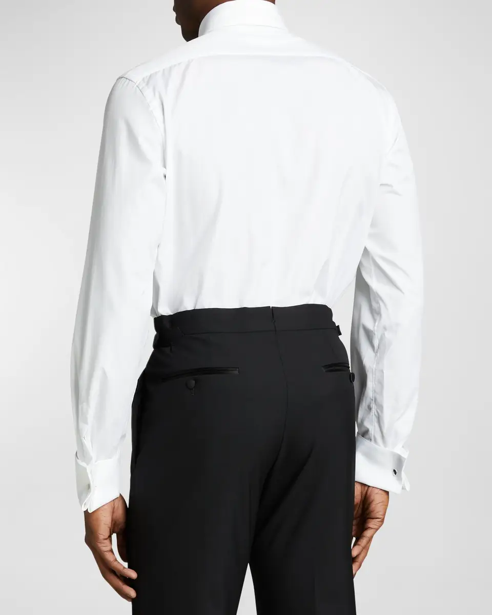 Bergdorf Goodman Men's Pique Bib-Front Tuxedo Shirt | Thumbnail 2