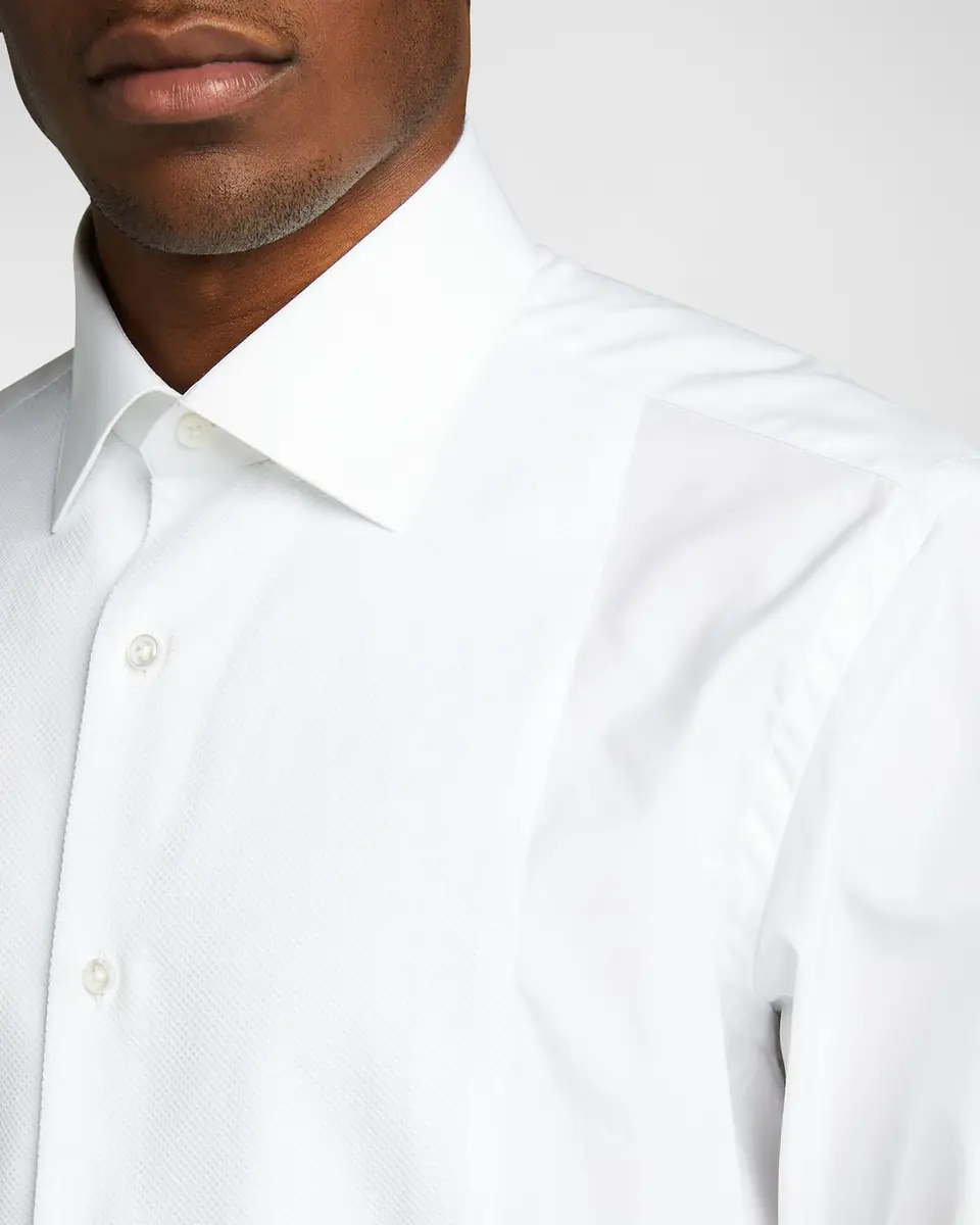 Bergdorf Goodman Men's Pique Bib-Front Tuxedo Shirt | Thumbnail 4