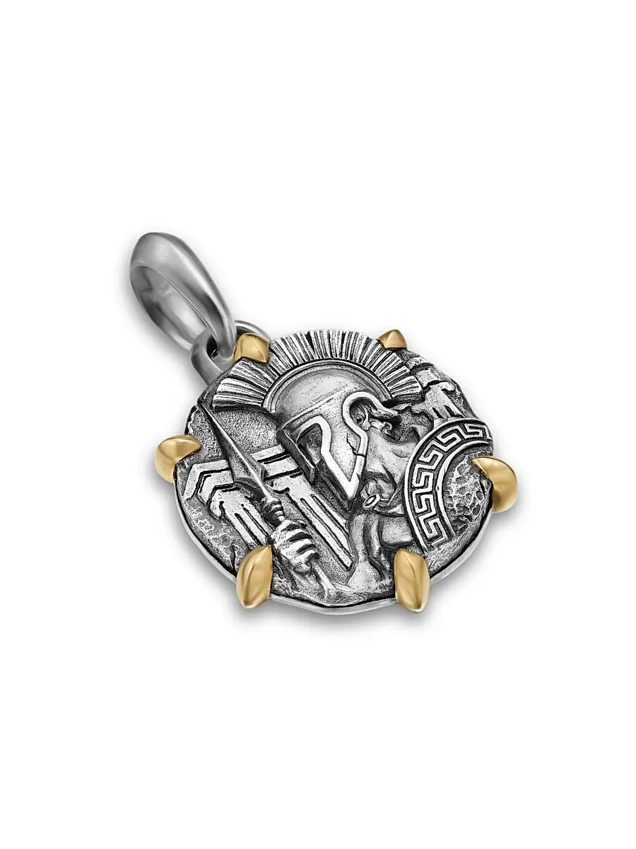 David Yurman Men's Ares Amulet in Sterling Silver with 18K Yellow Gold, 26.4MM - Silver | Thumbnail 2 David Yurman Men's Ares Amulet in Sterling Silver with 18K Yellow Gold, 26.4MM - Silver | Thumbnail 2
