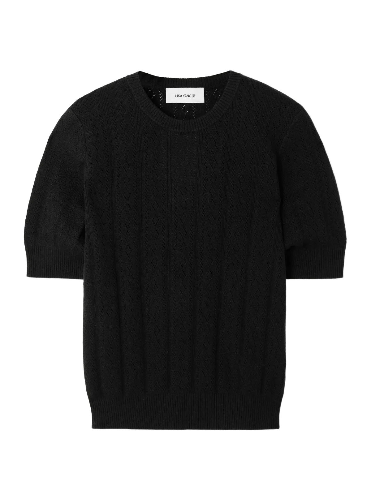 Nika Pointelle-knit Cotton And Cashmere-blend Sweater - Black
