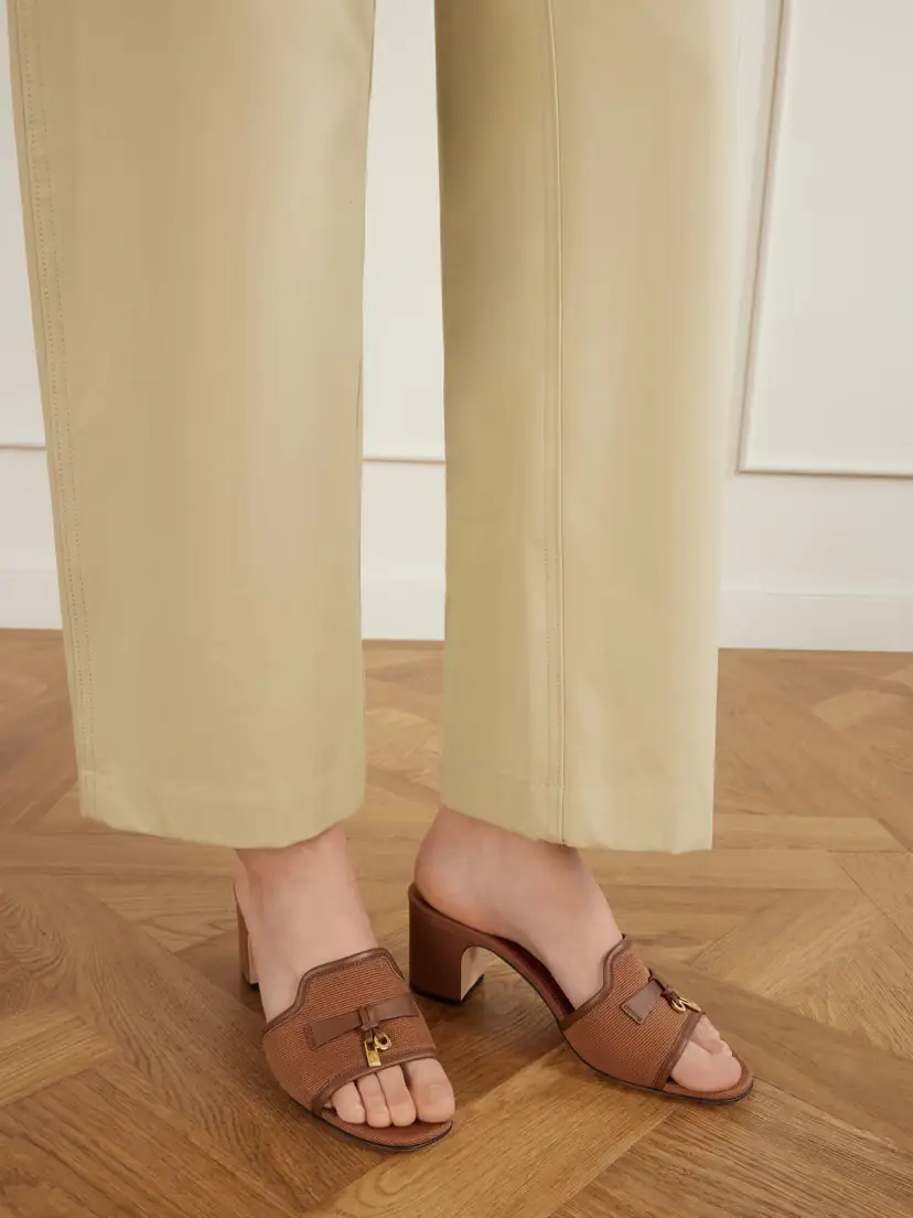 Loro Piana Summer Charms Embellished Leather-trimmed Canvas Mules | Thumbnail 2