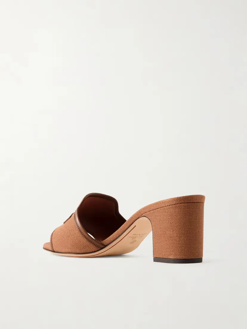 Loro Piana Summer Charms Embellished Leather-trimmed Canvas Mules | Thumbnail 3