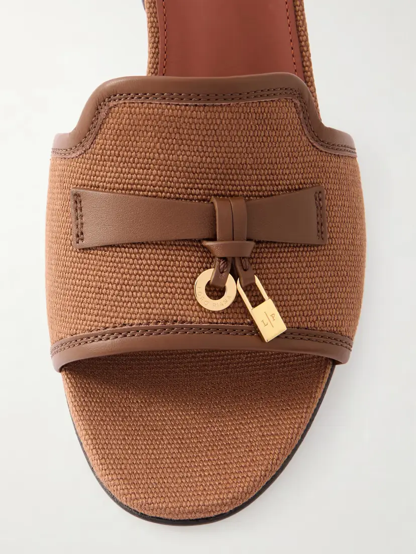 Loro Piana Summer Charms Embellished Leather-trimmed Canvas Mules | Thumbnail 5