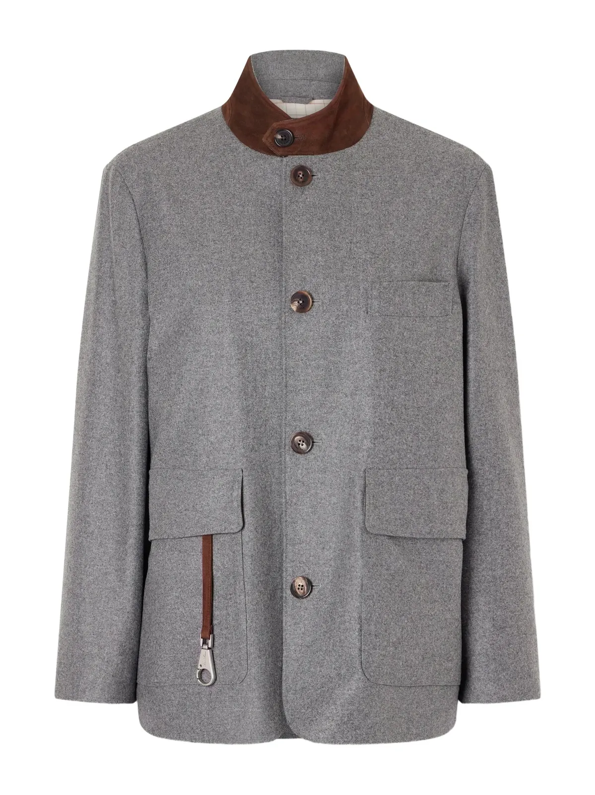 Loro Piana Roadster Suede-trimmed Wool And Cashmere-blend Jacket - Gray