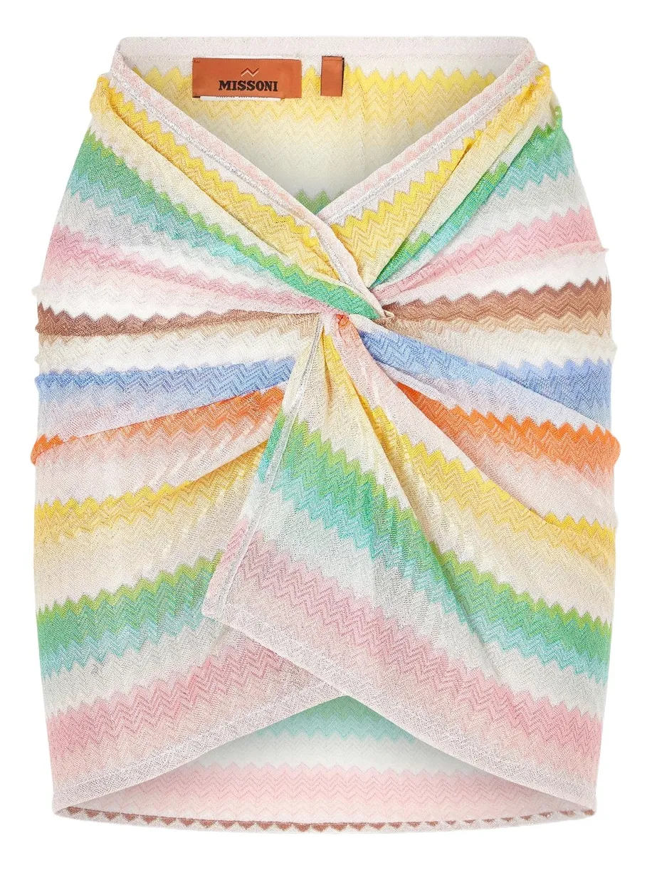 Striped Metallic Crochet-knit Mini Skirt Striped Metallic Crochet-knit Mini Skirt