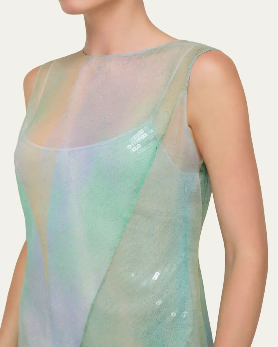 Lafayette 148 New York Ombre-Print Chiffon Gown with Sequin Slip | Thumbnail 4