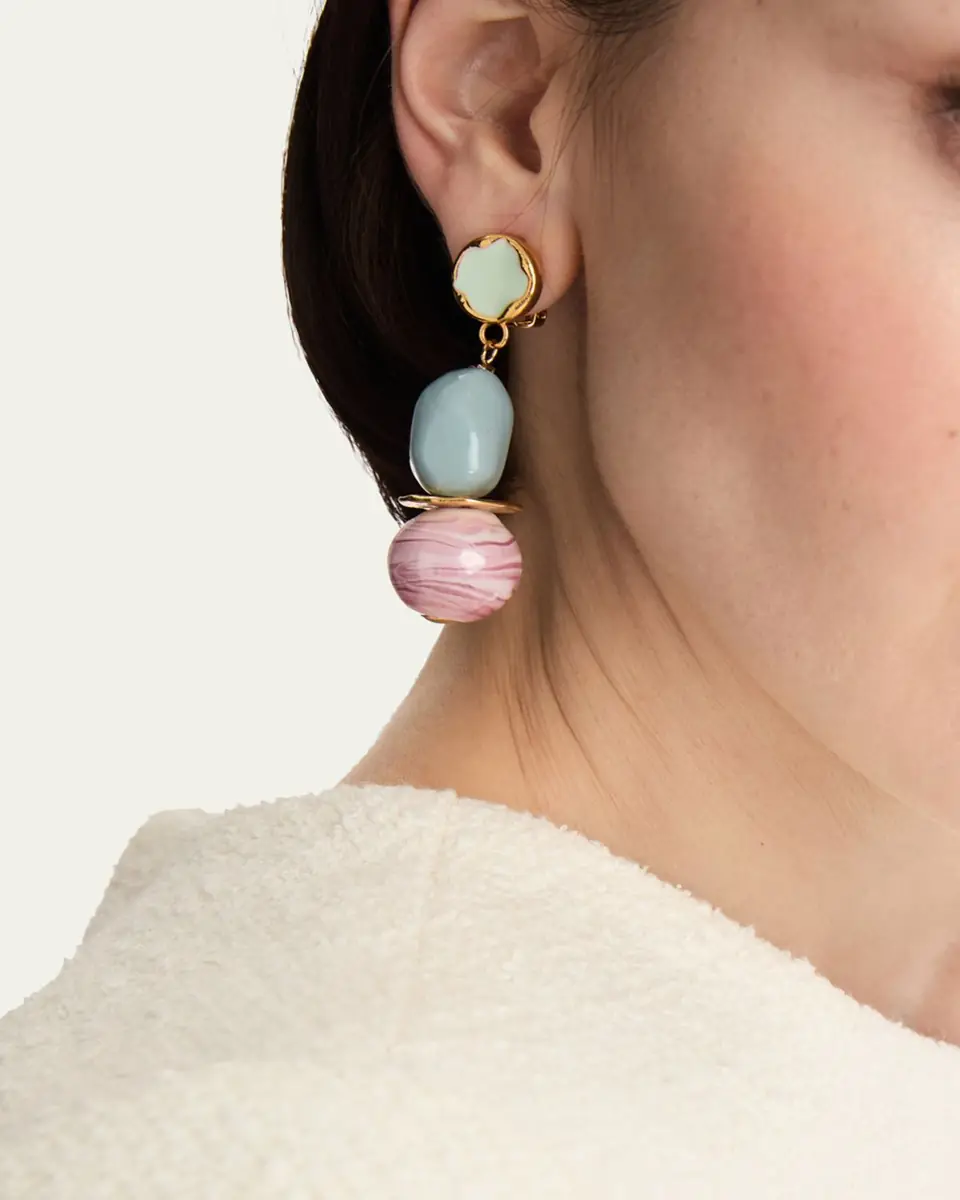 Oscar de la Renta Sea Glass Drop Clip-On Earrings | Thumbnail 2 Oscar de la Renta Sea Glass Drop Clip-On Earrings | Thumbnail 2