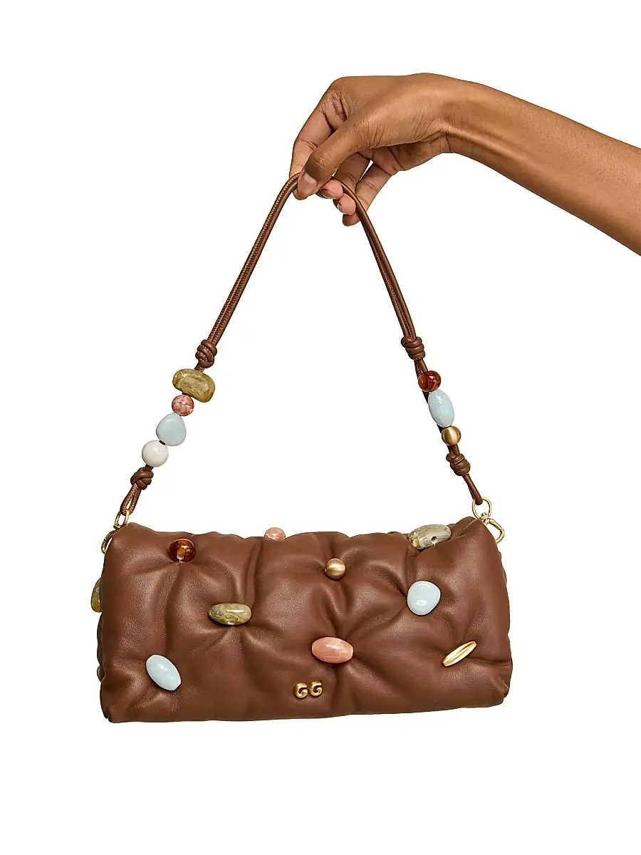 Cult Gaia Women's Amalia Beaded Leather Top Handle Bag - Bauble Multi | Thumbnail 4 Cult Gaia Women's Amalia Beaded Leather Top Handle Bag - Bauble Multi | Thumbnail 4