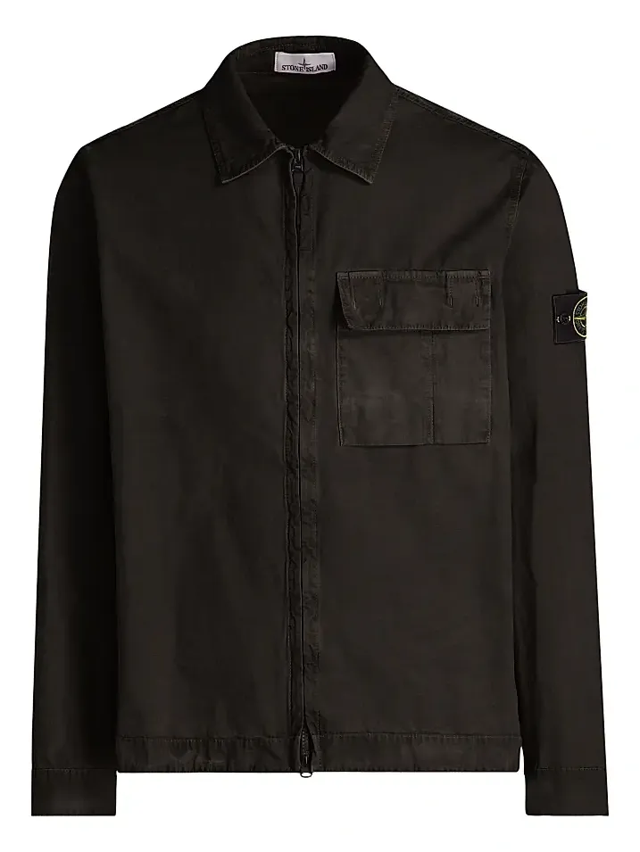 Men's Zip-Front Cotton Shirt Jacket