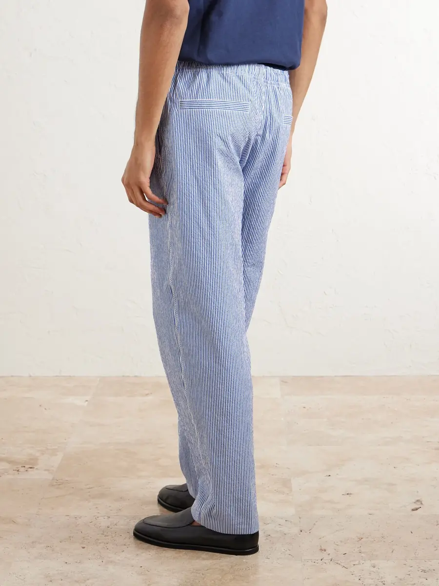 Orlebar Brown Alex Tapered Striped Cotton-Blend Seersucker Drawstring Trousers - Men | Thumbnail 4