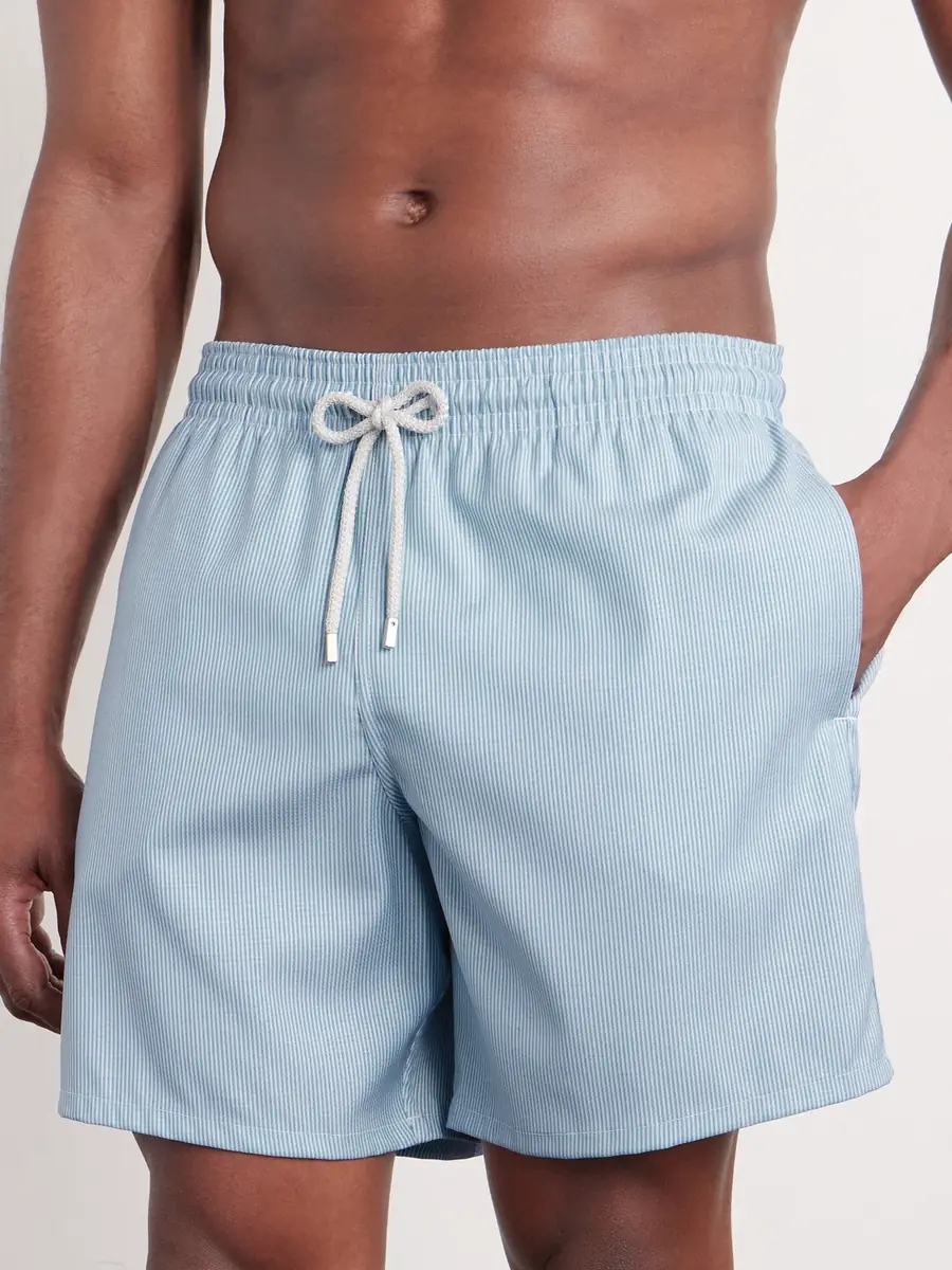 Vilebrequin Moopea Straight-Leg Mid-Length Striped Wool-Blend Swim Shorts - Men | Thumbnail 2 Vilebrequin Moopea Straight-Leg Mid-Length Striped Wool-Blend Swim Shorts - Men | Thumbnail 2