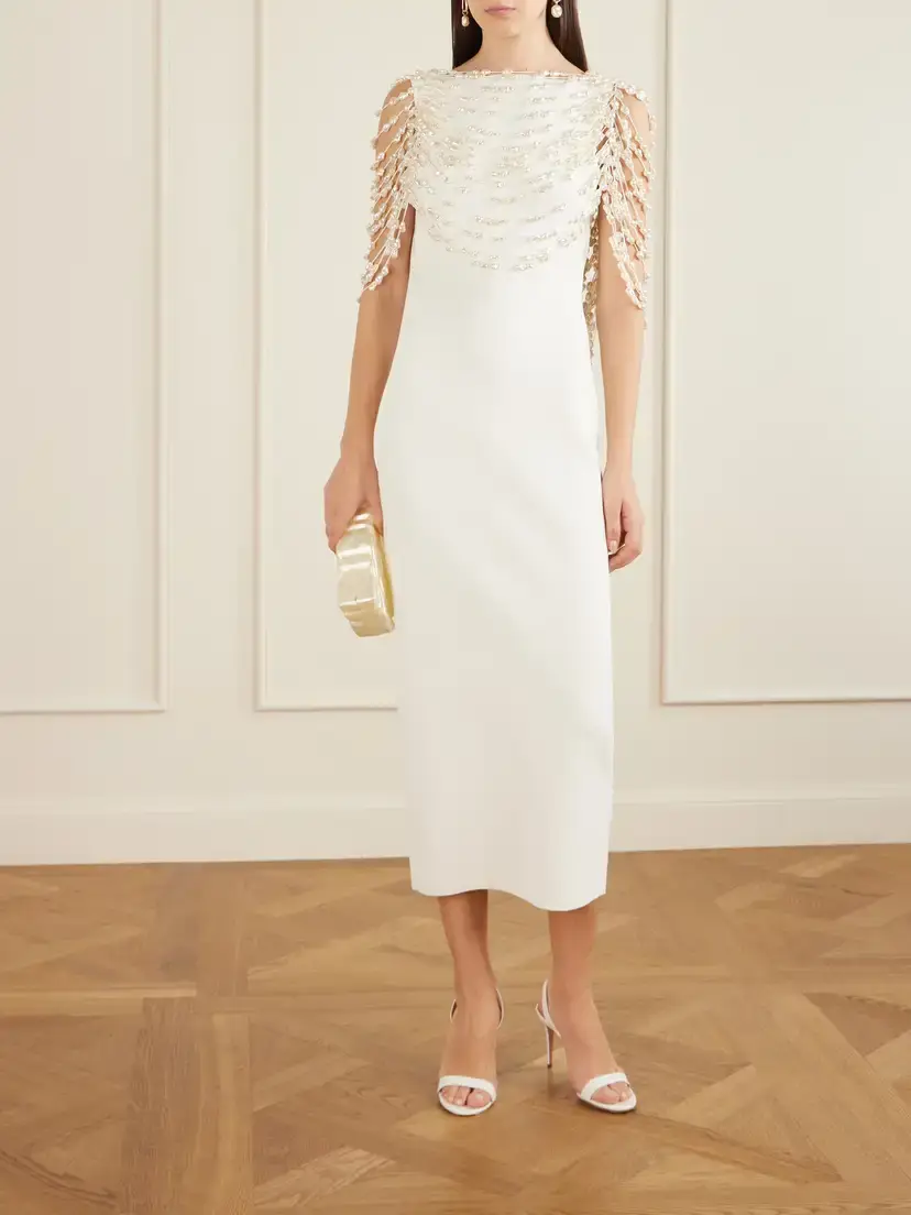 Cult Gaia Meri Cape-effect Open-back Embellished Knitted Midi Dress | Thumbnail 2