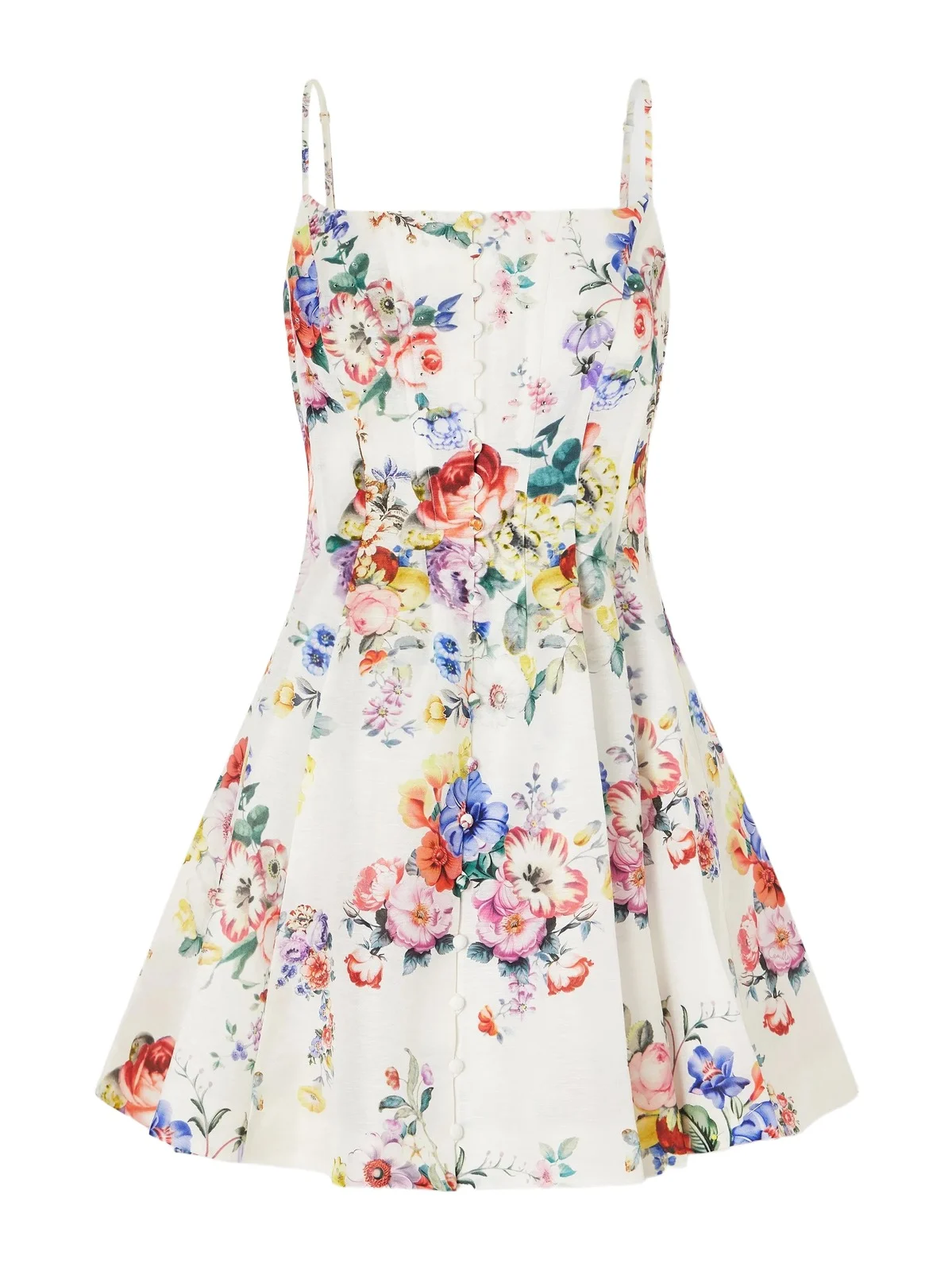 Paneled Embellished Floral-print Silk And Linen-blend Mini Dress Paneled Embellished Floral-print Silk And Linen-blend Mini Dress