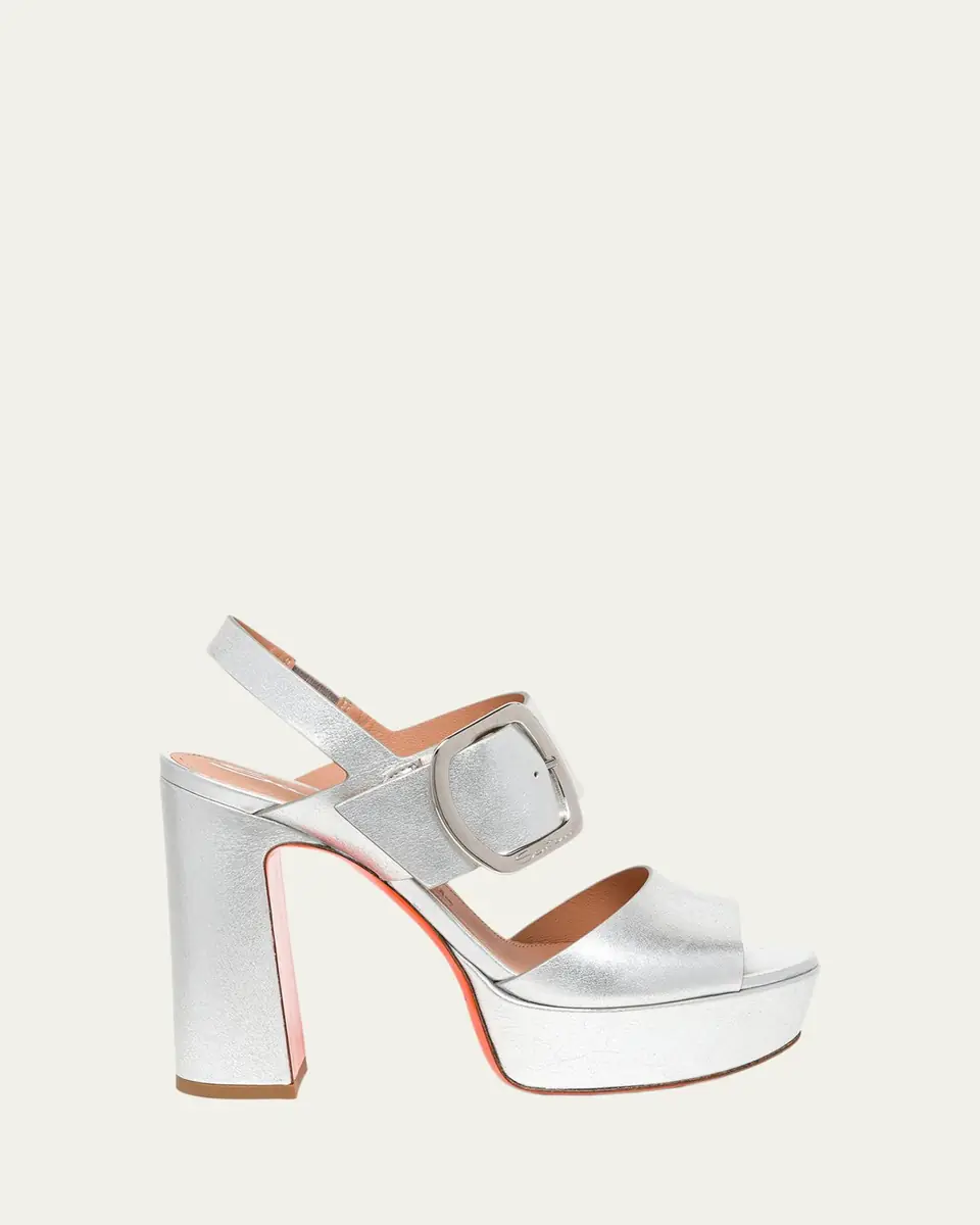 Santoni Bruxel Metallic Buckle Platform Sandals | Thumbnail 4 Santoni Bruxel Metallic Buckle Platform Sandals | Thumbnail 4