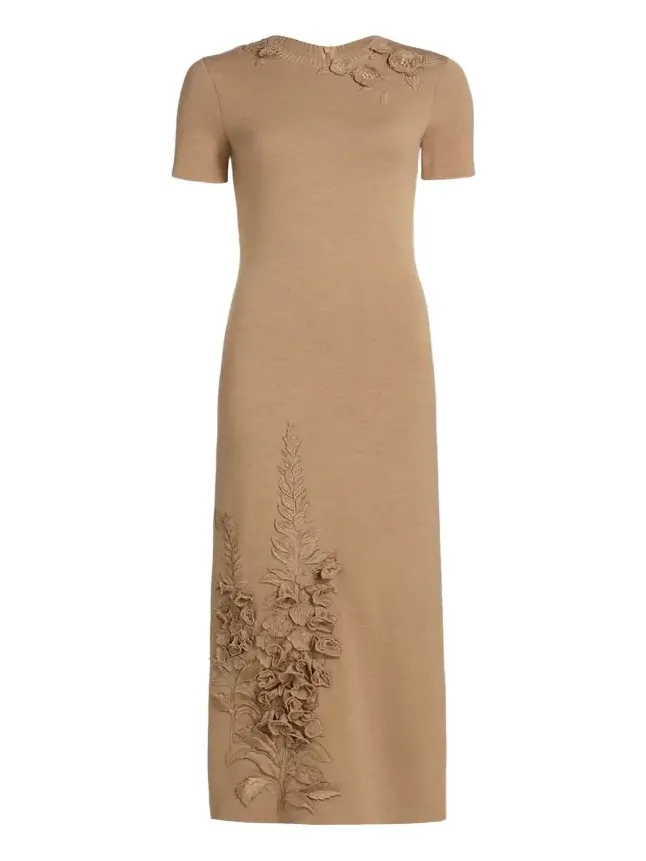 Foxglove Embroidered Short-Sleeve Knit Maxi Dress Foxglove Embroidered Short-Sleeve Knit Maxi Dress