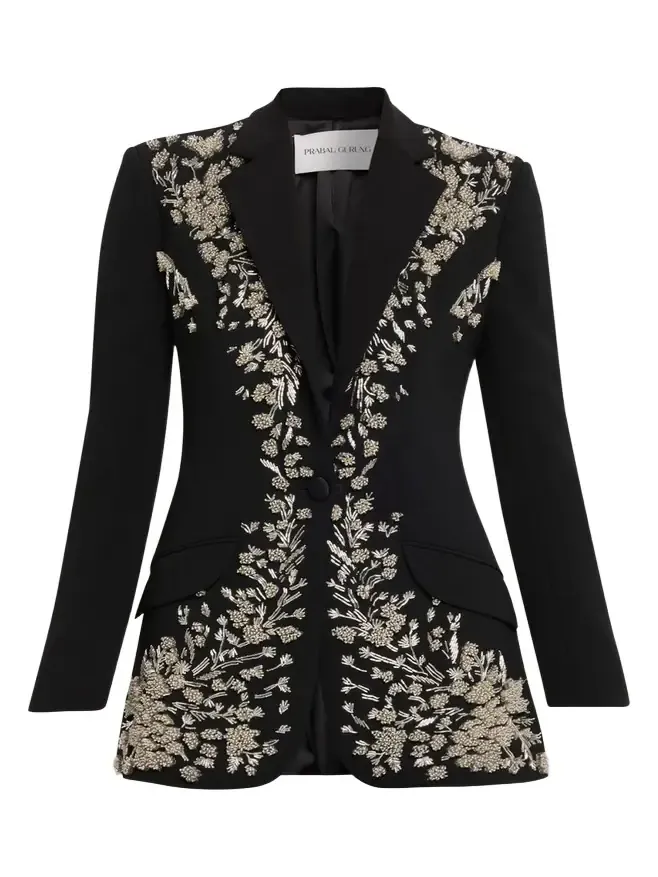 Beaded Single-Button Blazer