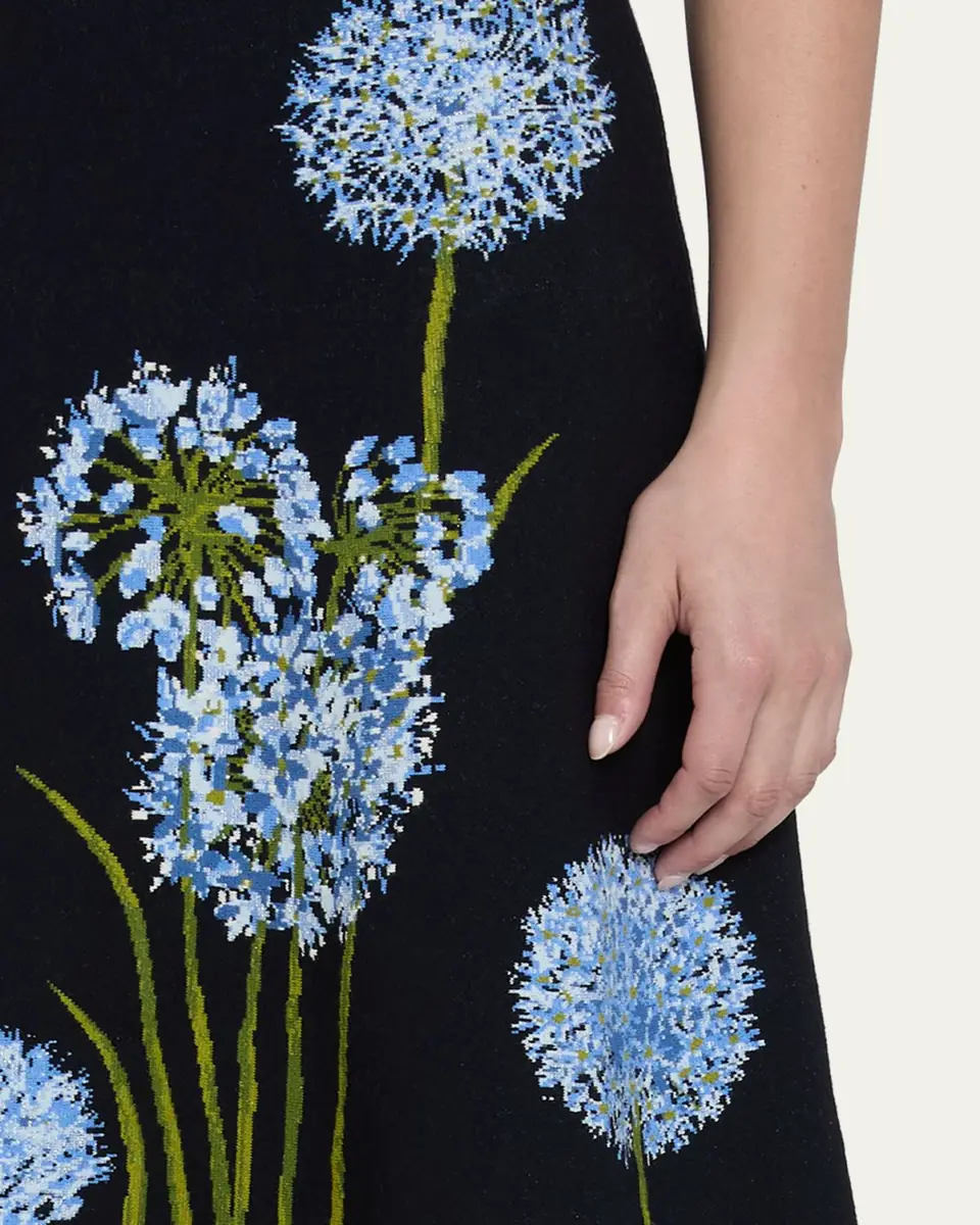 Oscar de la Renta Allium Degrade Knit Short-Sleeve Midi Dress | Thumbnail 5 Oscar de la Renta Allium Degrade Knit Short-Sleeve Midi Dress | Thumbnail 5