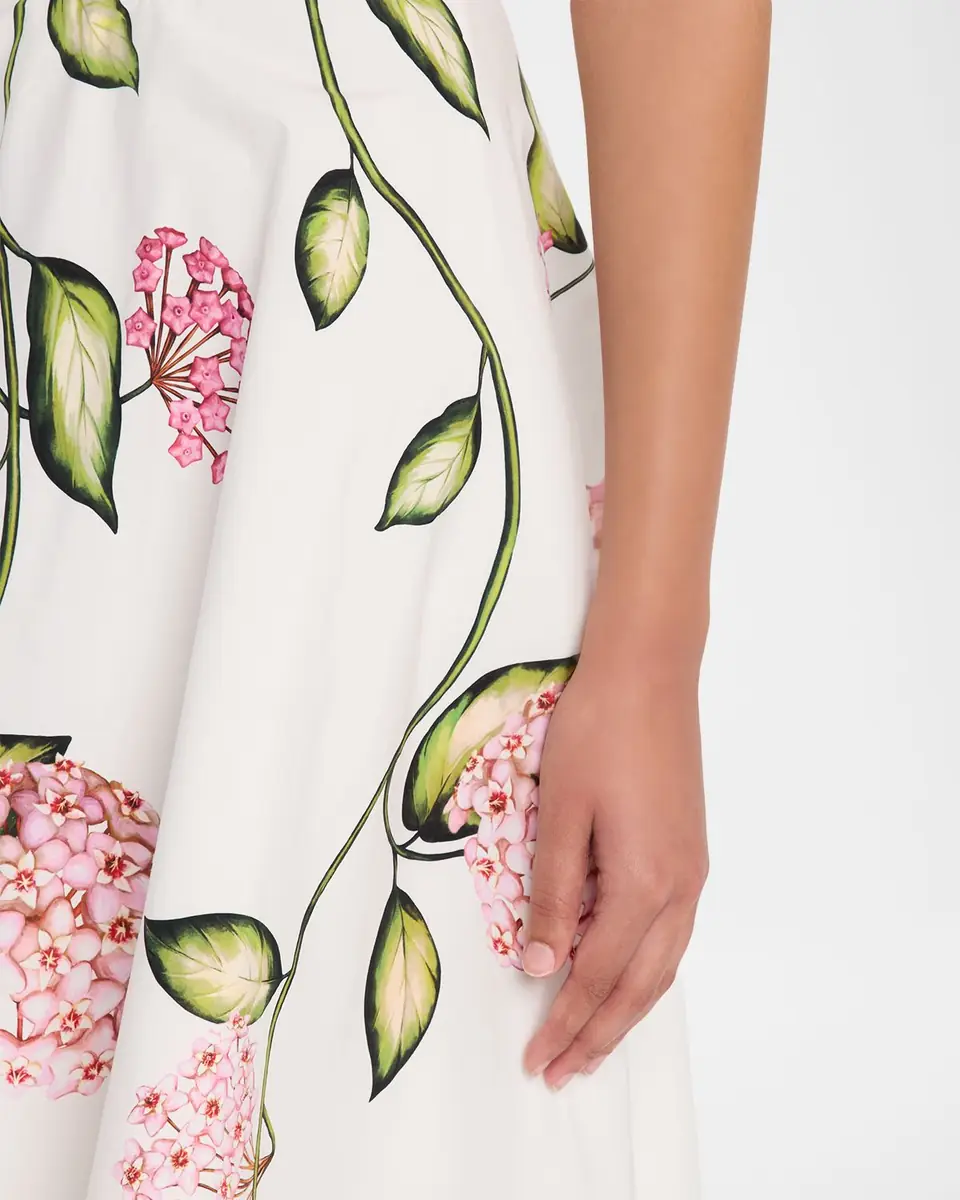 Oscar de la Renta Porcelain Flower Cotton Poplin Midi Skirt | Thumbnail 4 Oscar de la Renta Porcelain Flower Cotton Poplin Midi Skirt | Thumbnail 4