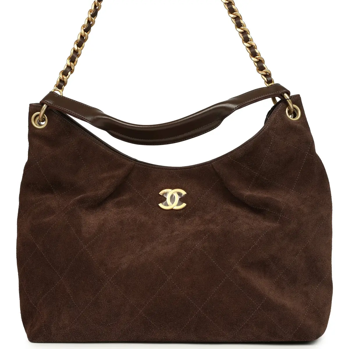 Chanel Chanel Maxi Hobo Bag Dark Brown Suede Antique Gold Hardware | Thumbnail 2