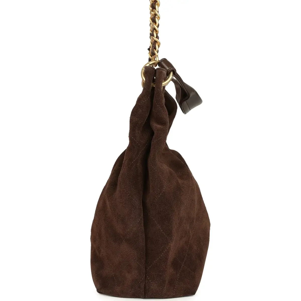 Chanel Chanel Maxi Hobo Bag Dark Brown Suede Antique Gold Hardware | Thumbnail 5