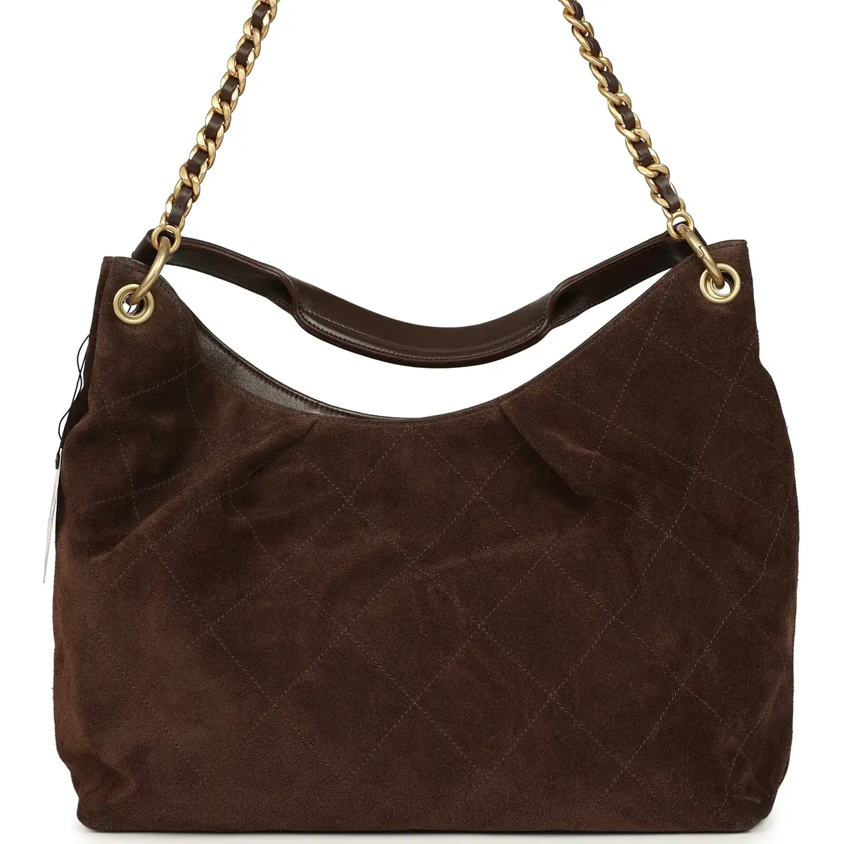 Chanel Chanel Maxi Hobo Bag Dark Brown Suede Antique Gold Hardware | Thumbnail 6
