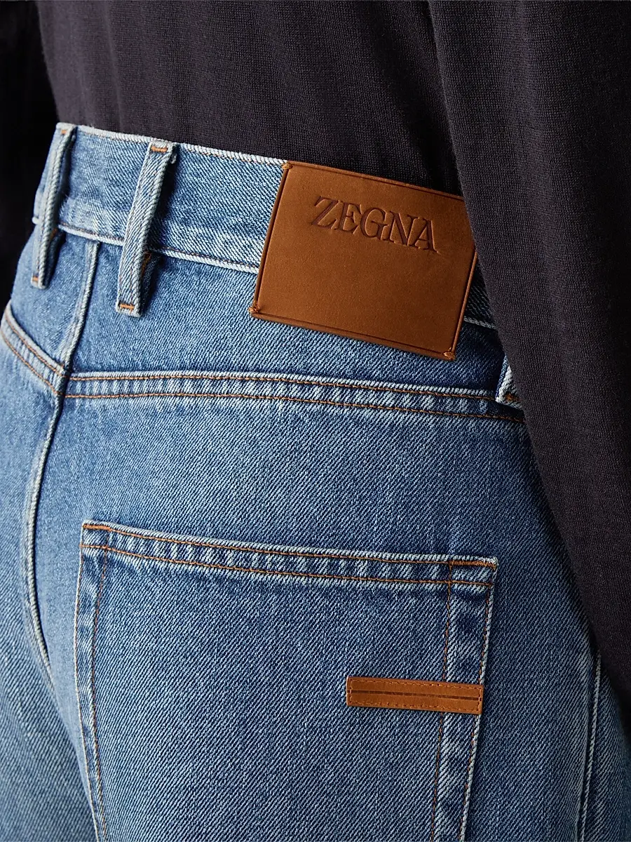 Zegna Men's Bleached Cotton Roccia Jeans | Thumbnail 5 Zegna Men's Bleached Cotton Roccia Jeans | Thumbnail 5