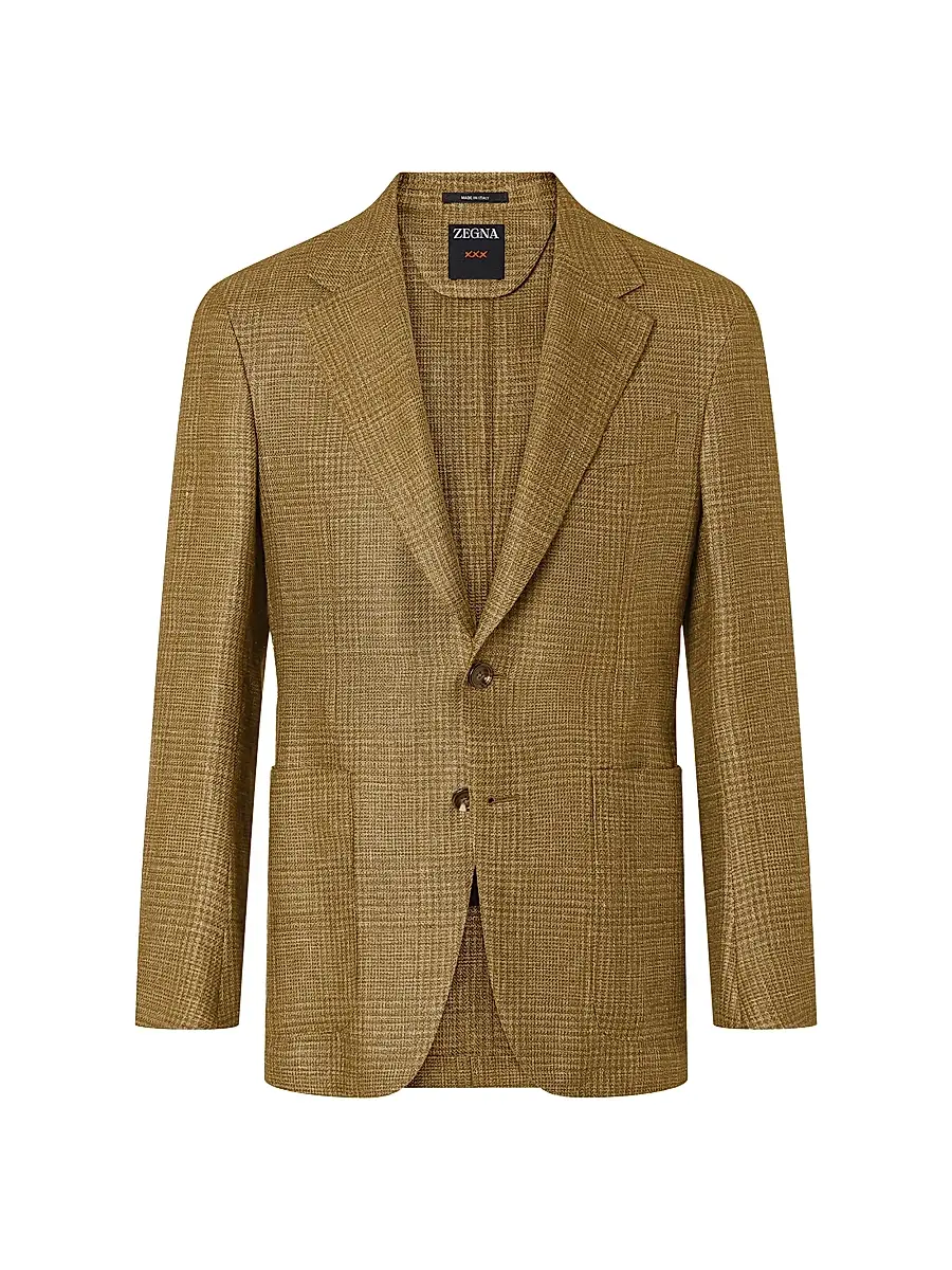 ZEGNA Men's Cashmere Linen and Silk Jacket - Brown | Thumbnail 2