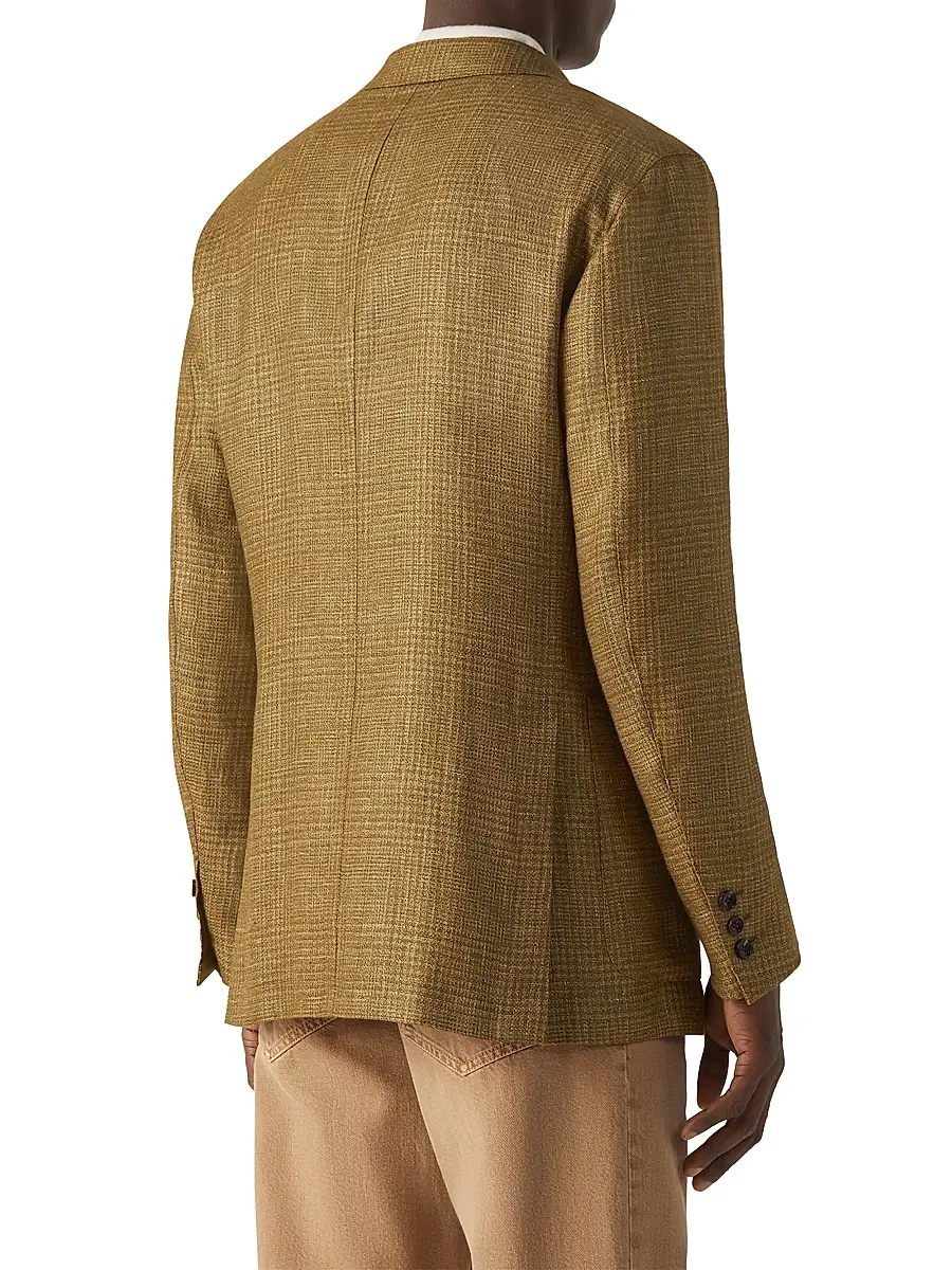 ZEGNA Men's Cashmere Linen and Silk Jacket - Brown | Thumbnail 3