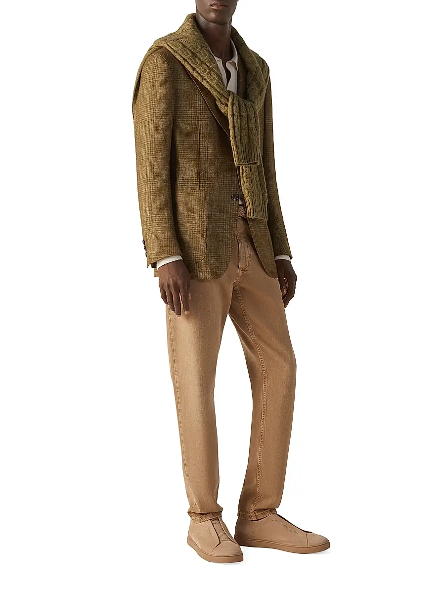 ZEGNA Men's Cashmere Linen and Silk Jacket - Brown | Thumbnail 6