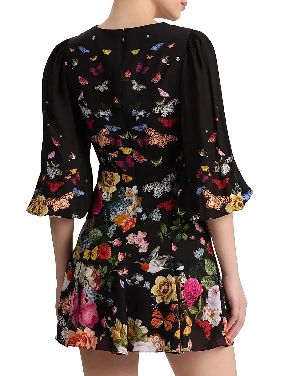 Alice + Olivia Women's Irene Floral Butterfly Empire Waist Minidress | Thumbnail 5 Alice + Olivia Women's Irene Floral Butterfly Empire Waist Minidress | Thumbnail 5