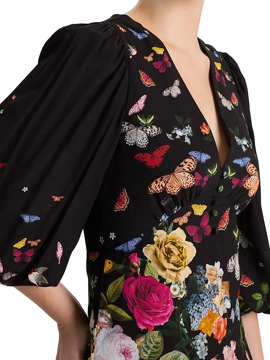 Alice + Olivia Women's Irene Floral Butterfly Empire Waist Minidress | Thumbnail 6 Alice + Olivia Women's Irene Floral Butterfly Empire Waist Minidress | Thumbnail 6