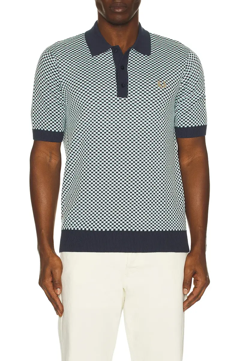 Fred Perry Chequerboard Knitted Polo Shirt | Thumbnail 3